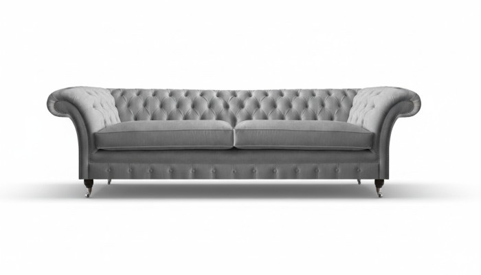 Luxury Sofa Couch Two-Seater Living Room Chesterfield Designer Upholstery Gray