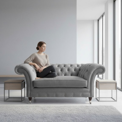 Living room Chesterfield armchair designer seating luxury furnishings