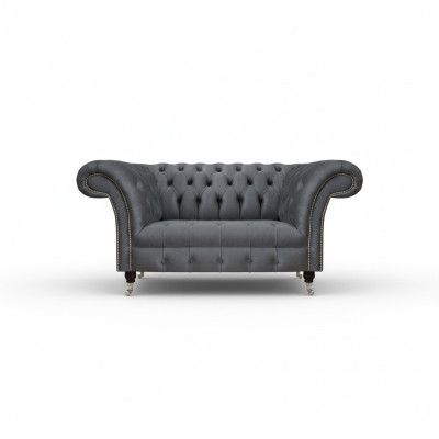 Living Room Gray Chesterfield 2-Seater Designer Upholstered Furniture Loveseat