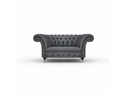 Living Room Gray Chesterfield 2-Seater Designer Upholstered Furniture Loveseat