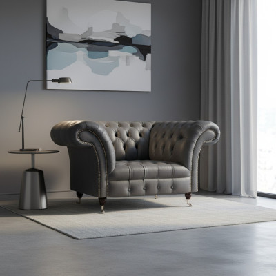 Chesterfield Modern Gray Armchair Designer Living Room Noble Recliner Chair