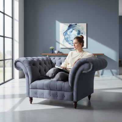 Modern gray living room couch designer two-seater 2-seater fabric sofas
