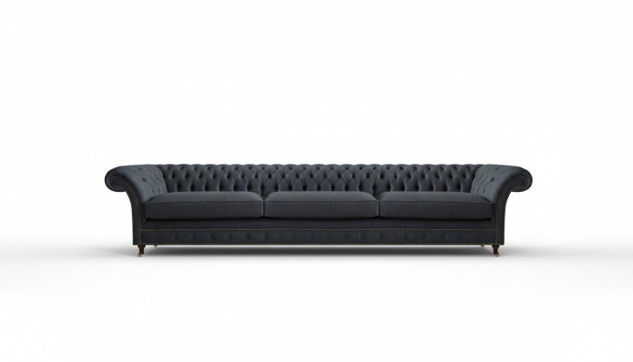 Luxurious black Chesterfield textile couch living room elegant fabric sofas