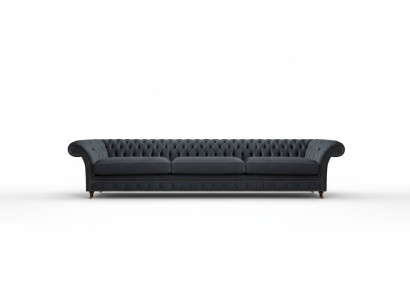 Luxurious black Chesterfield textile couch living room elegant fabric sofas