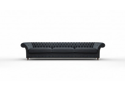 Luxurious black Chesterfield textile couch living room elegant fabric sofas