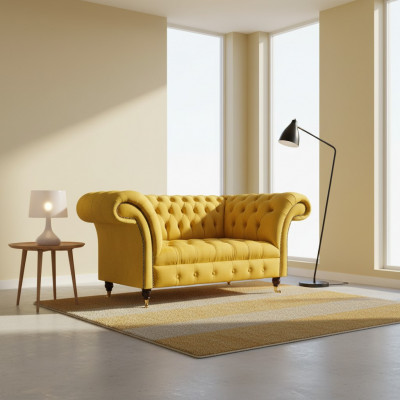 Chesterfield Yellow Couch Living Room Upholstered Sofas Designer Loveseat