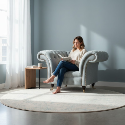 Chesterfield light gray armchair modern living room upholstered furniture