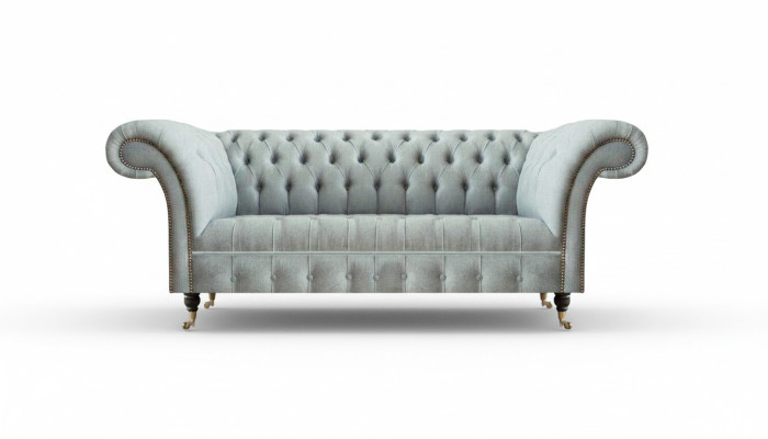 Light gray Chesterfield upholstered furniture living room 3-seater couch elegant furniture