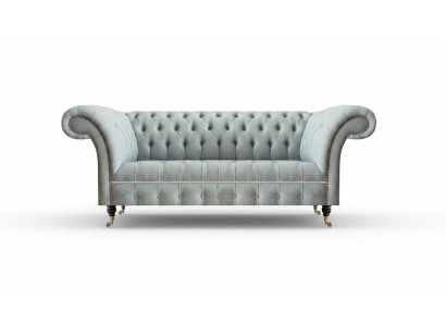 Light gray Chesterfield upholstered furniture living room 3-seater couch elegant furniture