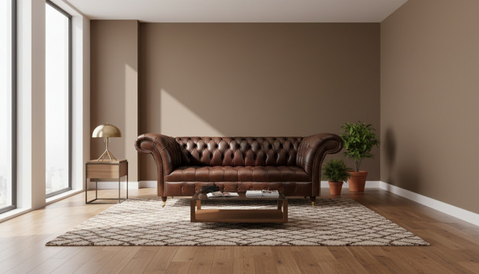 Exclusive Chesterfield Brown Leather Couch Modern Three-Seater Furniture