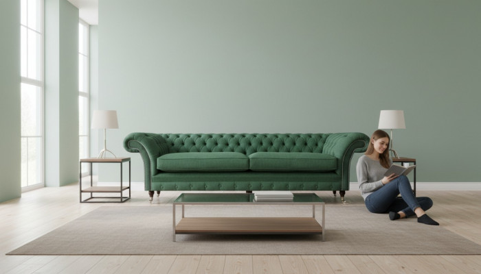 Chesterfield Green Two-Seater Living Room Luxurious Two-Seater Furniture