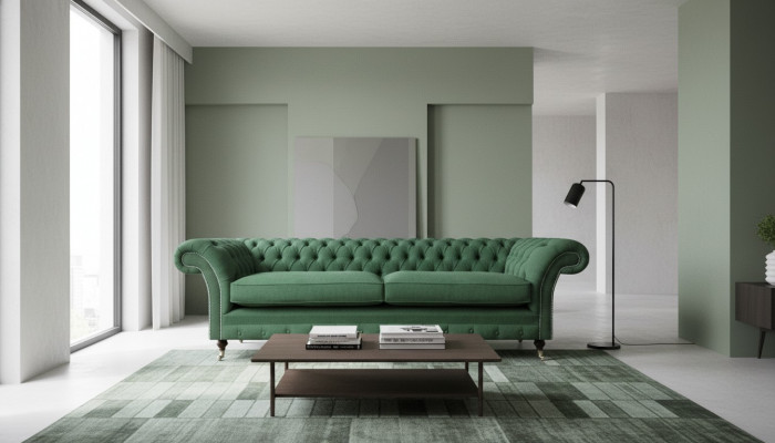 Chesterfield Green Two-Seater Living Room Luxurious Two-Seater Furniture