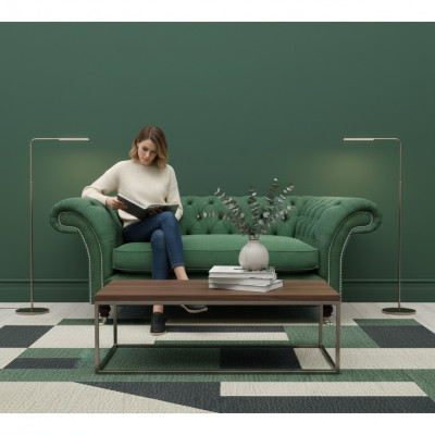 Elegant Chesterfield Green Armchair Living Room Fabric Noble Single Seater