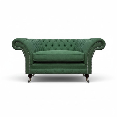 Elegant Chesterfield Green Armchair Living Room Fabric Noble Single Seater