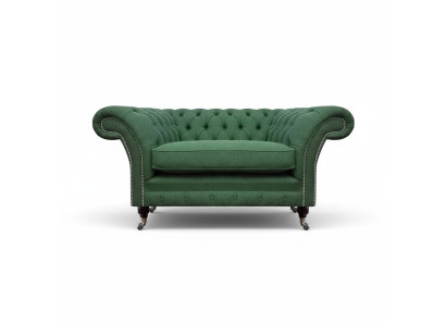 Elegant Chesterfield Green Armchair Living Room Fabric Noble Single Seater