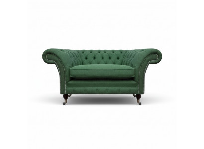 Elegant Chesterfield Green Armchair Living Room Fabric Noble Single Seater