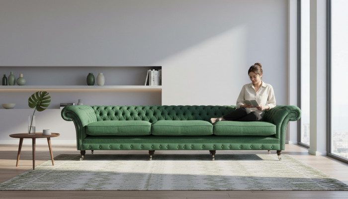 Chesterfield Dark Green Sofa Modern Upholstered 3-Seater Luxury Furniture