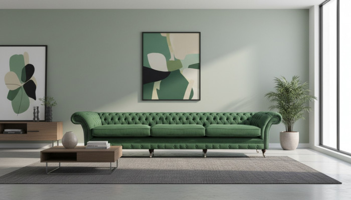 Chesterfield Dark Green Sofa Modern Upholstered 3-Seater Luxury Furniture