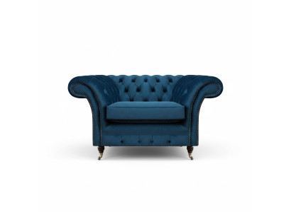 Blue living room Chesterfield textile armchair fabric furniture luxury single-seater