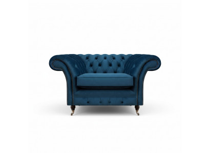 Blue living room Chesterfield textile armchair fabric furniture luxury single-seater