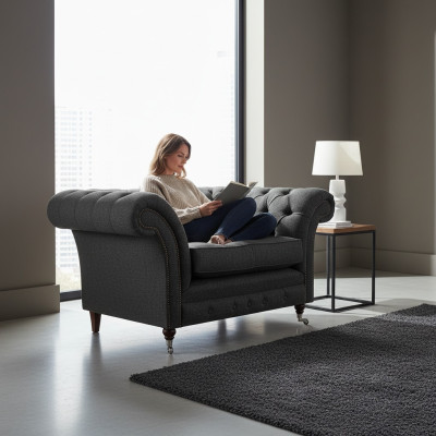 Luxury Chesterfield Armchair Living Room 1-Seater Fabric Living Room Furniture