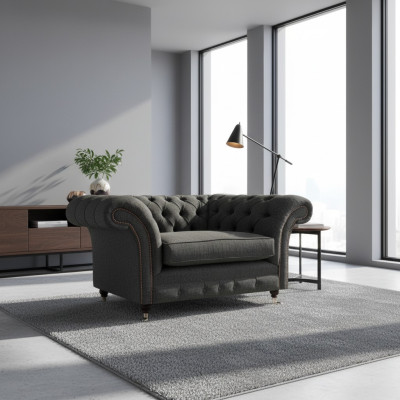 Luxury Chesterfield Armchair Living Room 1-Seater Fabric Living Room Furniture