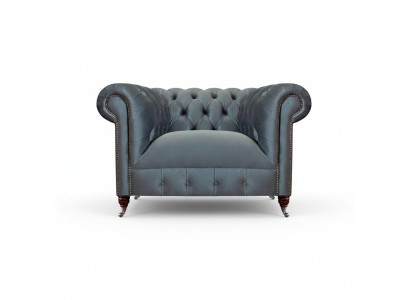 Chesterfield Gray Fabric Armchair Living Room Textile Single Seater Noble Armchair