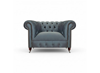 Chesterfield Gray Fabric Armchair Living Room Textile Single Seater Noble Armchair