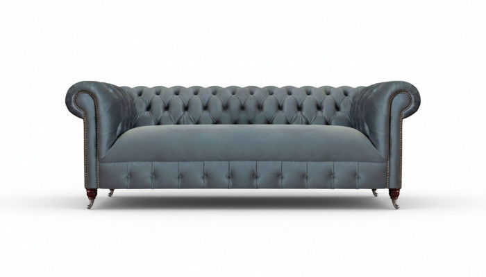 Gray Chesterfield Living Room Sofa Modern Three-Seater Seating Furniture Couch