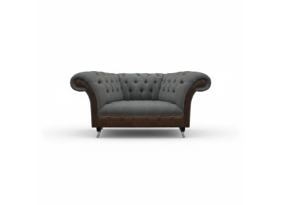 Living Room Grey-Brown Chesterfield 2-Seater Fabric Sofas Luxury Furniture