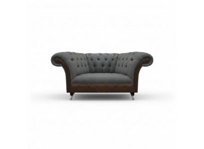 Living Room Grey-Brown Chesterfield 2-Seater Fabric Sofas Luxury Furniture