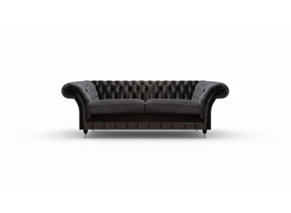 Luxurious Chesterfield Black Two-Seater Living Room Sofa Couch