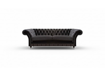 Luxurious Chesterfield Black Two-Seater Living Room Sofa Couch