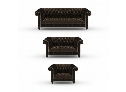Stylish Chesterfield Brown Sofa Set Living Room Modern Couches