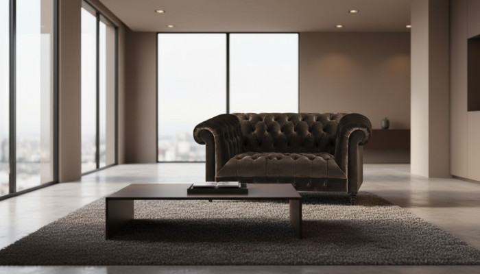 Chesterfield Exclusive Brown Couch Modern Two-Seater Upholstered Furniture