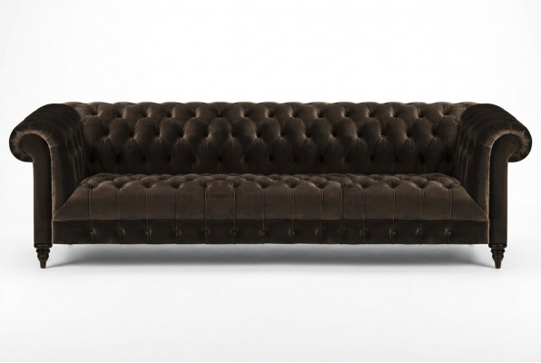 Chesterfield living room couch brown four-seater luxurious seating furniture