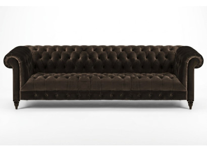 Chesterfield living room couch brown four-seater luxurious seating furniture