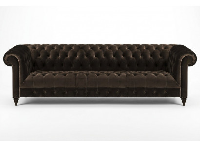 Chesterfield living room couch brown four-seater luxurious seating furniture