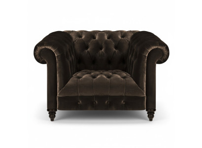Brown Chesterfield Upholstered Armchair Modern Textile Living Room Single Seater