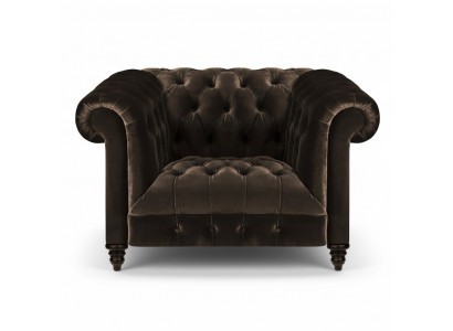 Brown Chesterfield Upholstered Armchair Modern Textile Living Room Single Seater