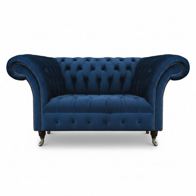 Blue Chesterfield two-seater living room upholstered furniture luxury couch