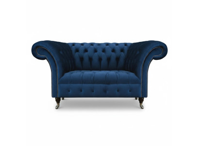 Blue Chesterfield two-seater living room upholstered furniture luxury couch