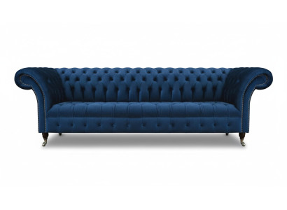 Blue Chesterfield Upholstered Furniture Designer Textile Sofa Modern Fabric Sofa