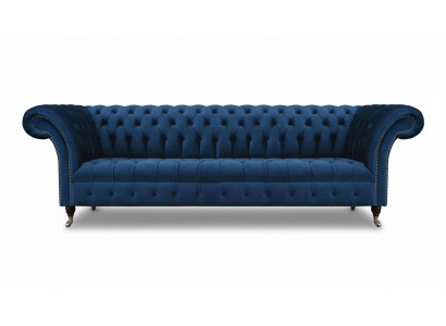 Blue Chesterfield Upholstered Furniture Designer Textile Sofa Modern Fabric Sofa