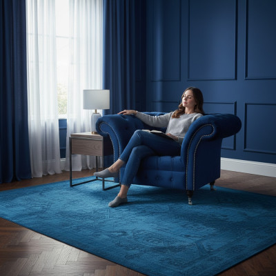 Blue Chesterfield single-seater living room armchair upholstery modern furniture