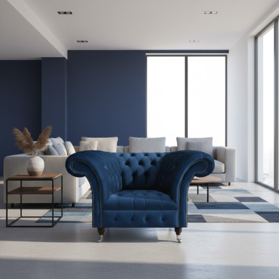 Blue Chesterfield single-seater living room armchair upholstery modern furniture