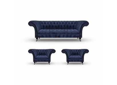 Stylish Blue Chesterfield Furniture Luxurious Sofa Set Textile Set