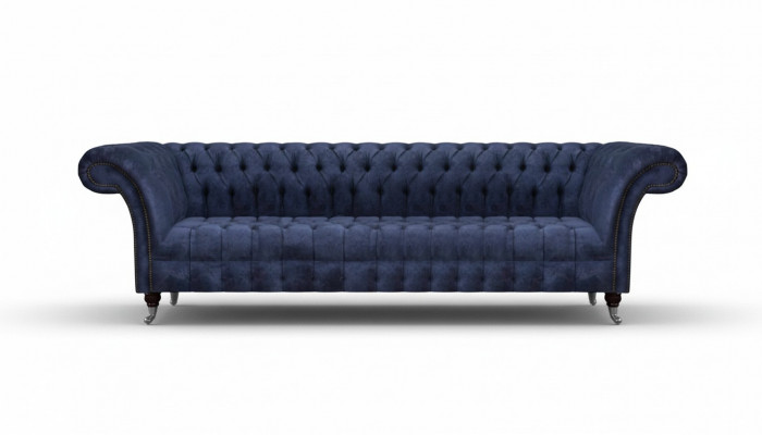 Blue Chesterfield seating furniture living room four-seater couch upholstered sofas