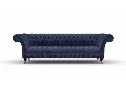 Blue Chesterfield seating furniture living room four-seater couch upholstered sofas