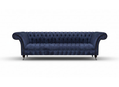 Blue Chesterfield seating furniture living room four-seater couch upholstered sofas